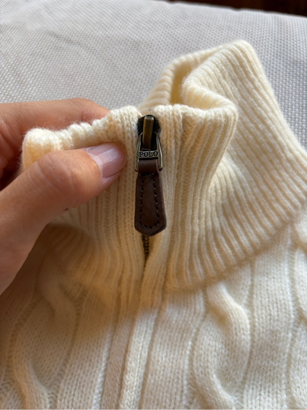 $268 Polo Ralph Lauren wool and cashmere half zip sweater cream ivory - Picture 4 of 7